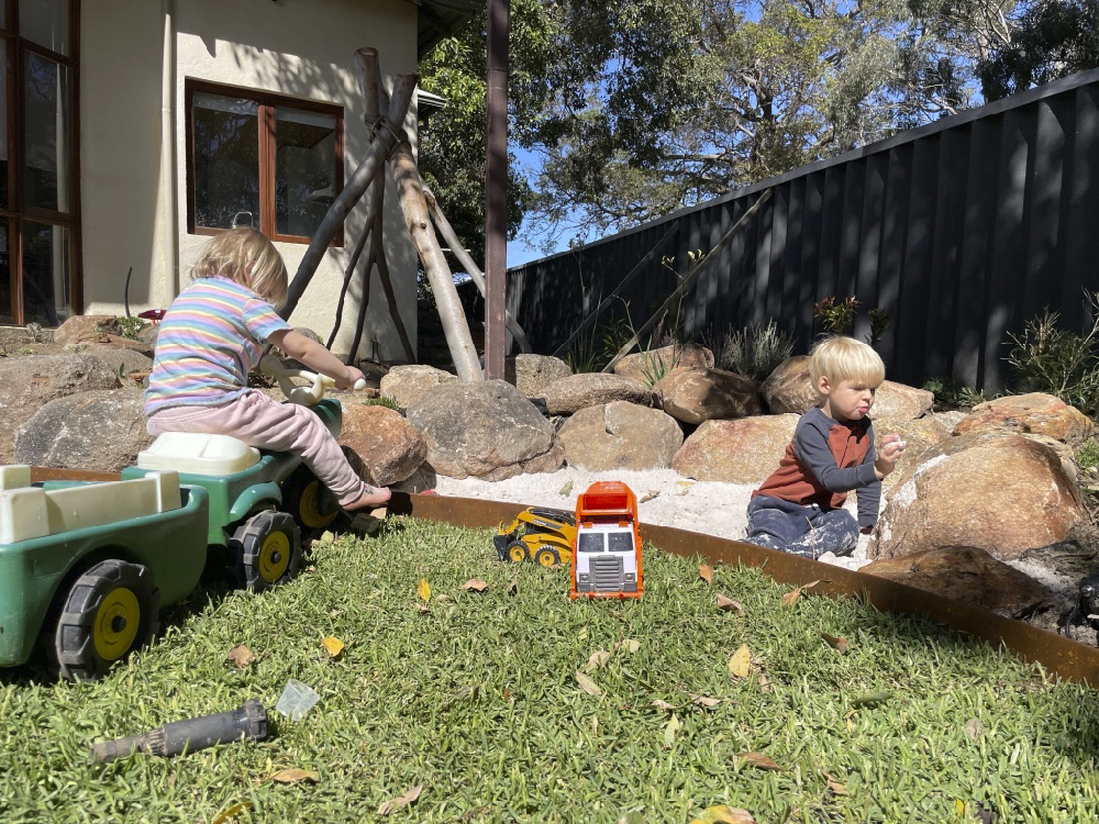 Nature play area in Perth backyard